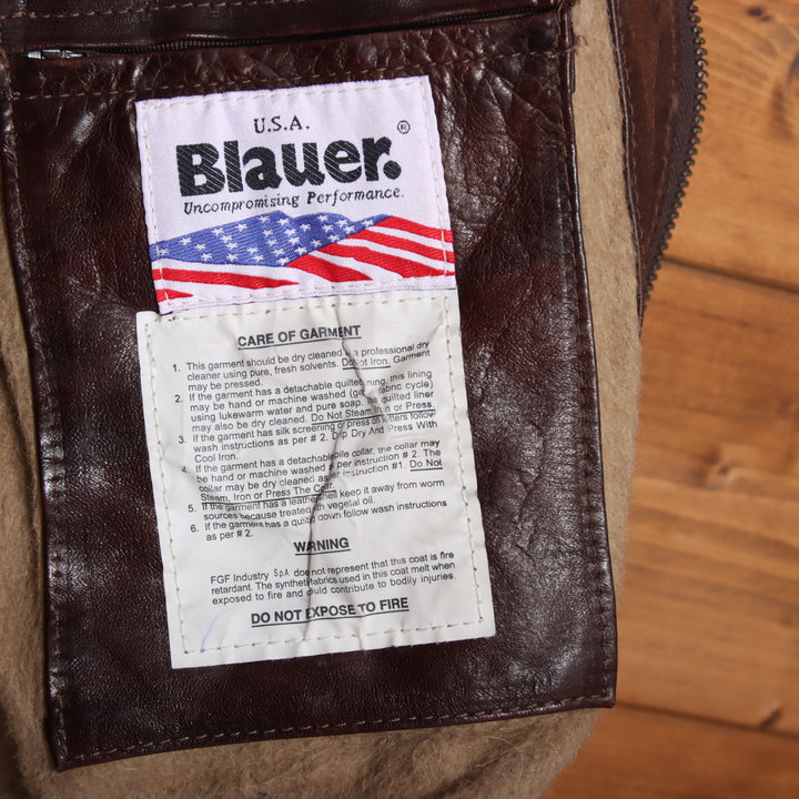 Blauer Giacca in Pelle Vintage Marrone Taglia L Uomo