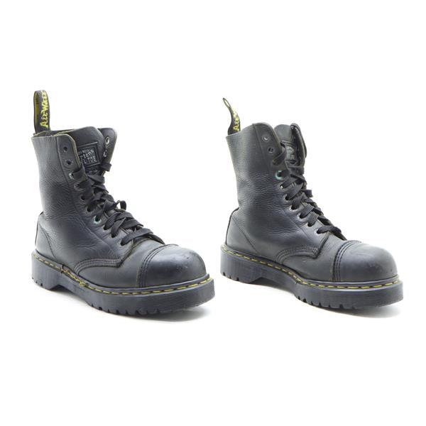 Dr. Martens Steel Toe stivaletto nero in pelle numero 42 unisex made in England