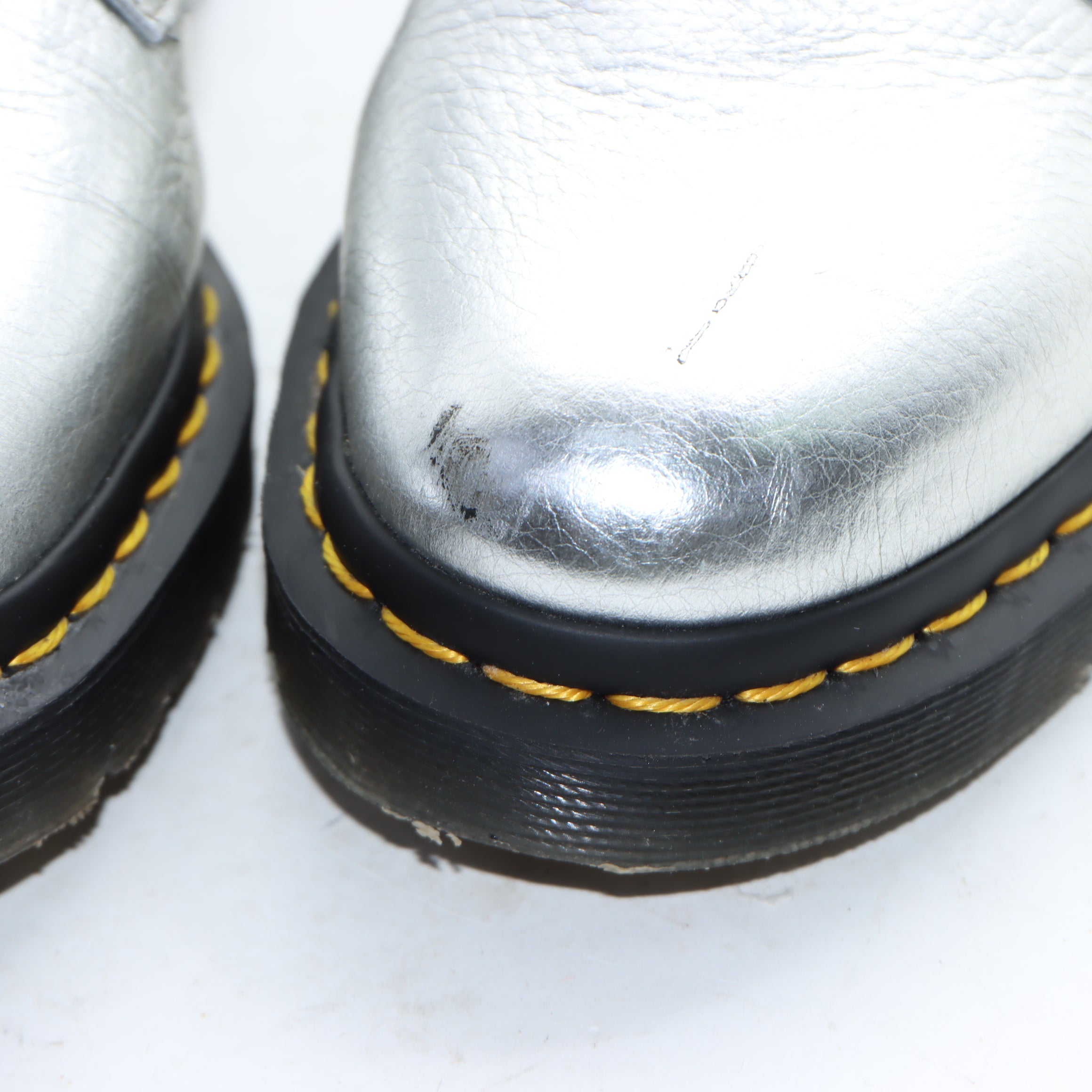 Dr Martens 1461 Scarpa Argento in Pelle Numero 38 Donna Vintage Clothing Shop