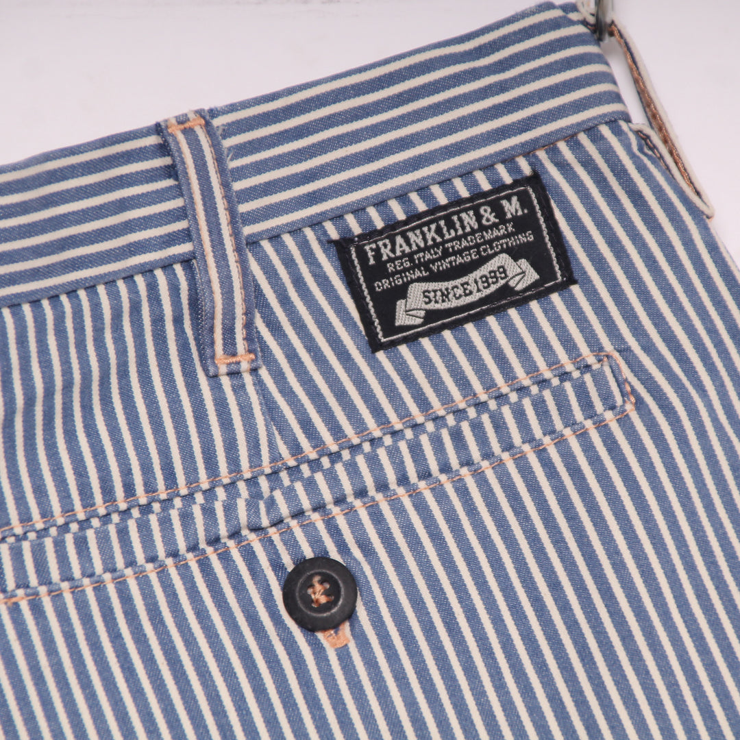 Franklin and Marshall Bermuda Chino Bianco e Blu W36 Uomo