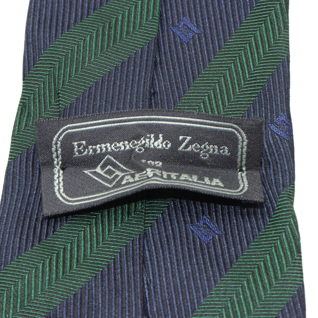 Ermenegildo Zegna Cravatta Verde e Blu con Fantasia in Seta Uomo