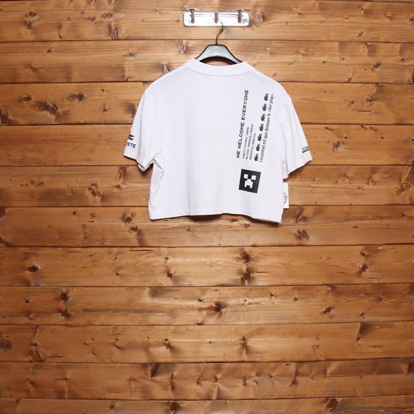 Lacoste Minecraft crop top bianco taglia 36 donna