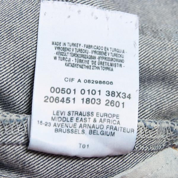 Levi's 501 jeans denim W38 L34 uomo