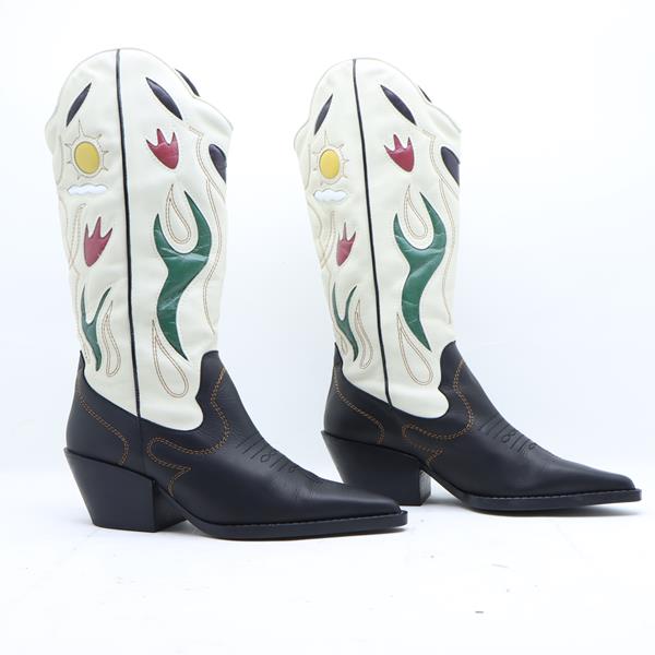 MNM stivali western bianco e nero in pelle numero 41 donna