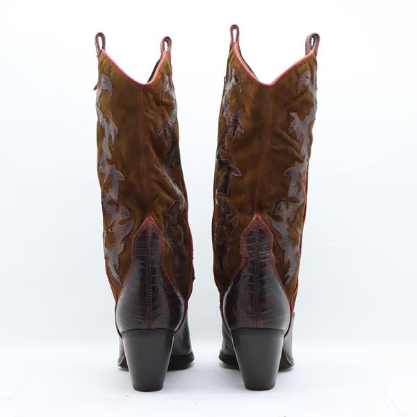 No Brand stivale cowboy marrone in camoscio numero 39 donna