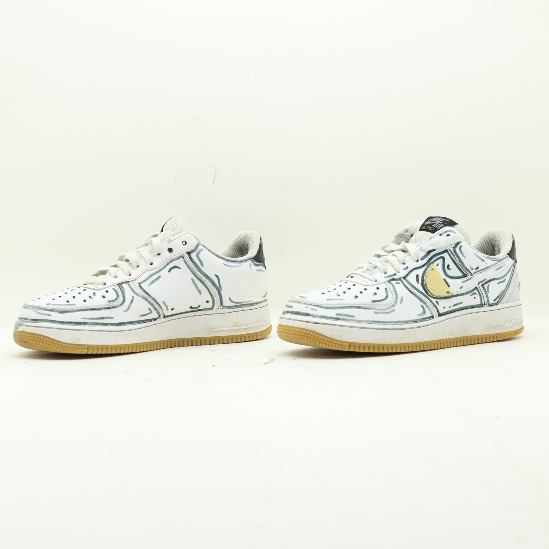 Nike x NBA Air Force 1 Custom Basse Bianche Eur 41 Uomo Vintage Clothing Shop