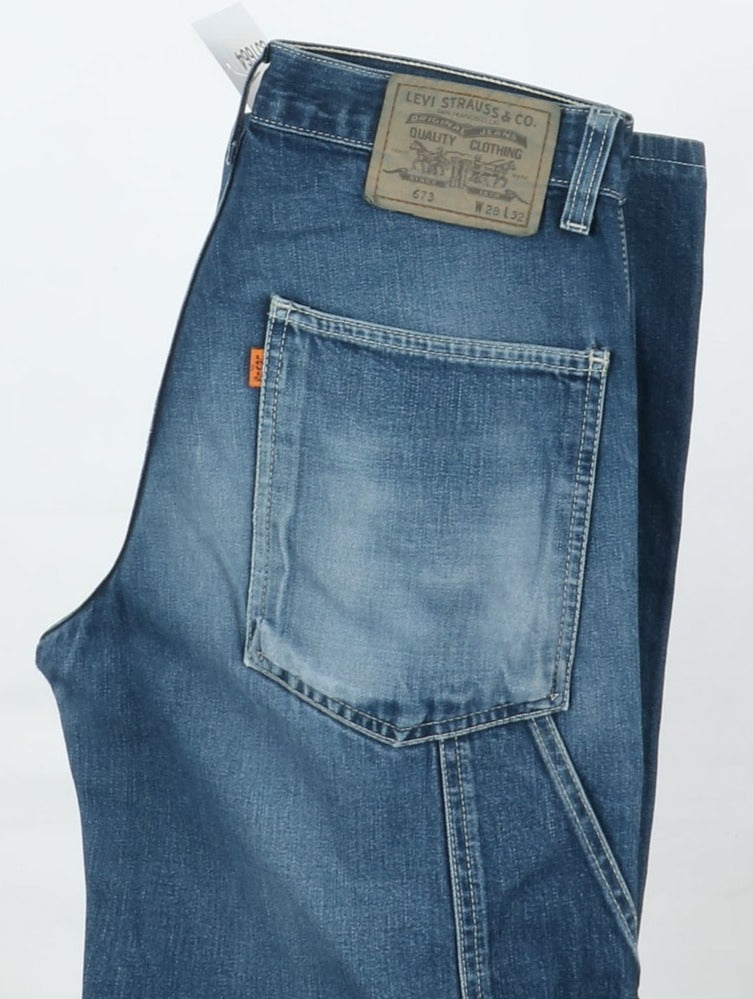 Levi's 673 Work Orange Tab Jeans Denim W28 L32 Unisex