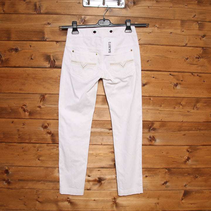 Versace Pantalone Slim Fit Taglia 39 Bianco Donna