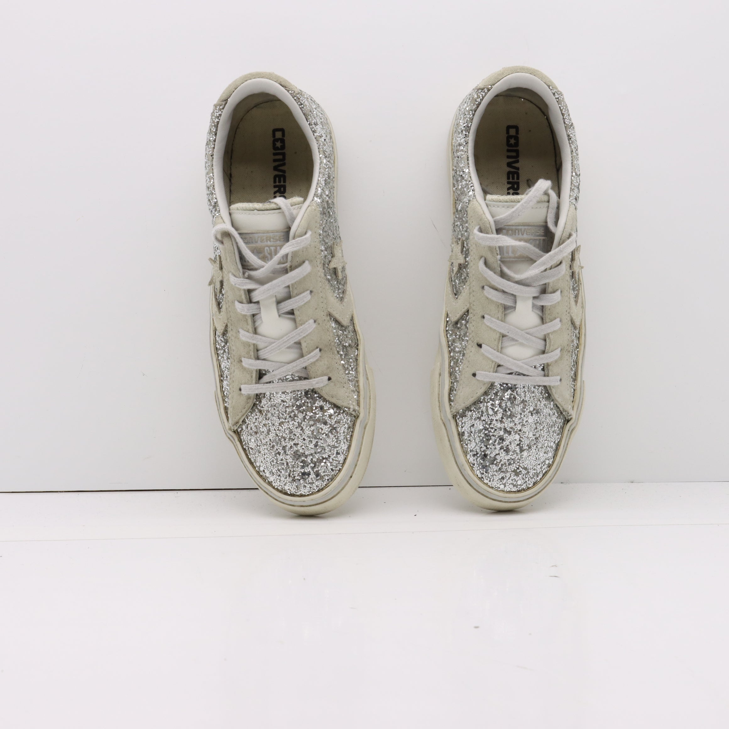 Converse All Star Basse Argento con Brillantini Eur 40 Donna Vintage Clothing Shop