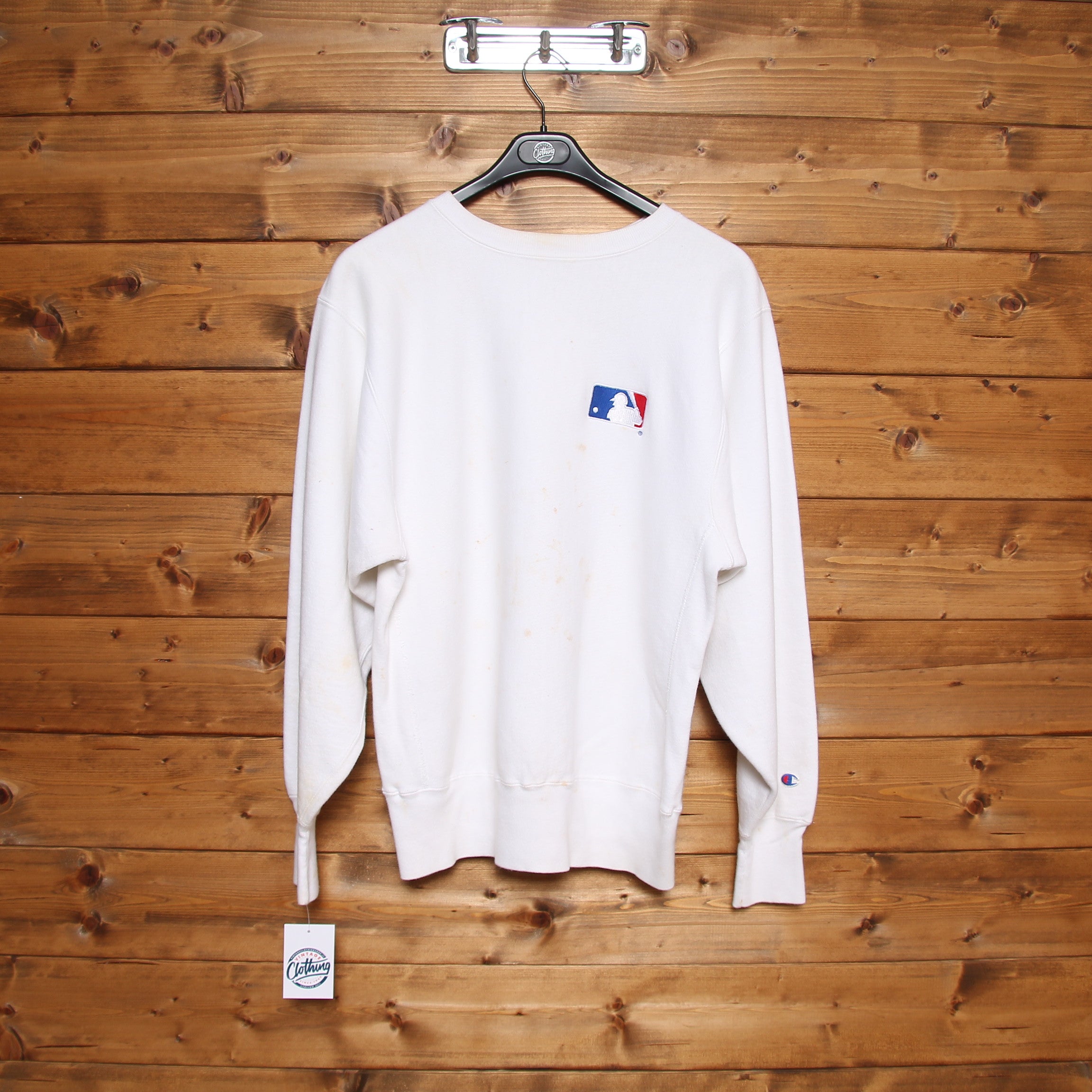 Champion Reverse Weave Felpa Vintage Bianco Taglia L Unisex Made in US Vintage Clothing Shop