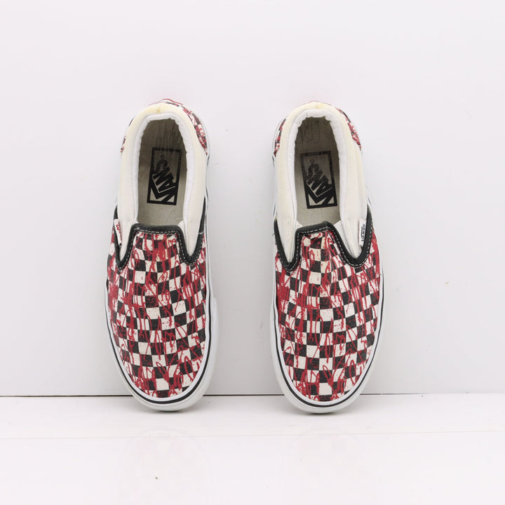 Vans Slip On Love Me Basse Bianche, Nere e Rosse a Quadri Eur 36 Unisex