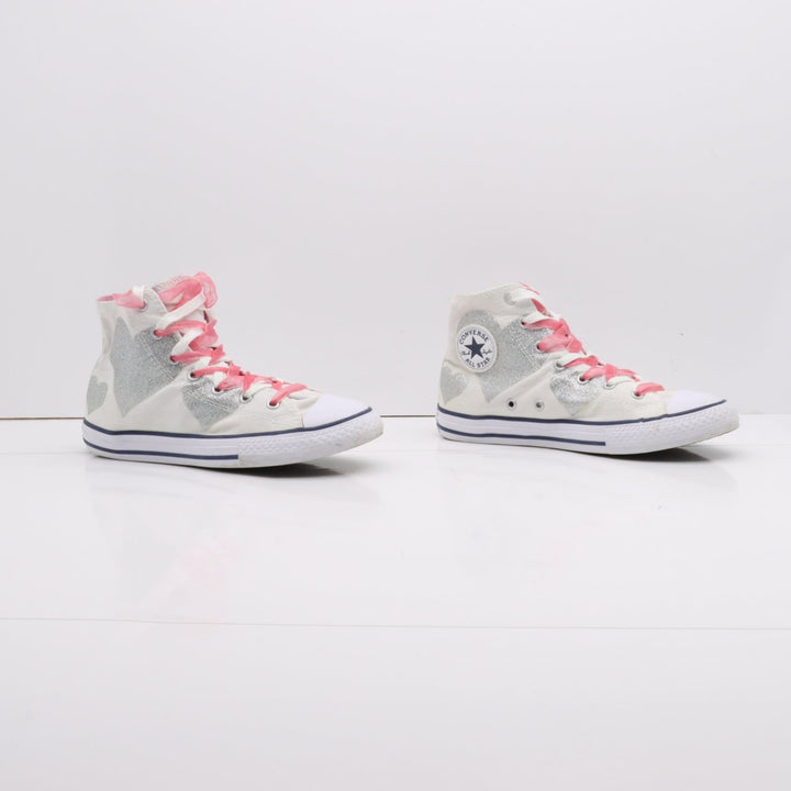 Converse All Star Alte Bianche con Cuori Eur 36 Junior