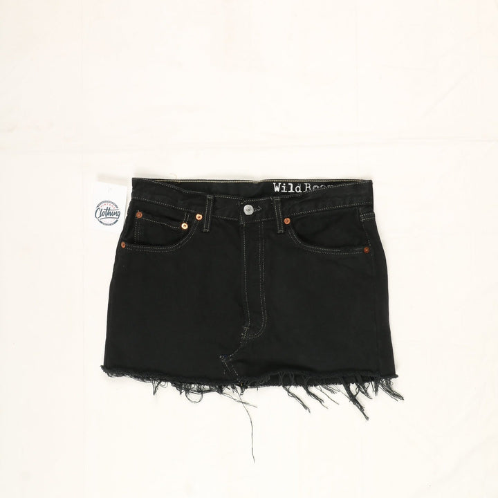Levi's 501 Minigonna di Jeans Nero Taglia W32 Vintage Donna