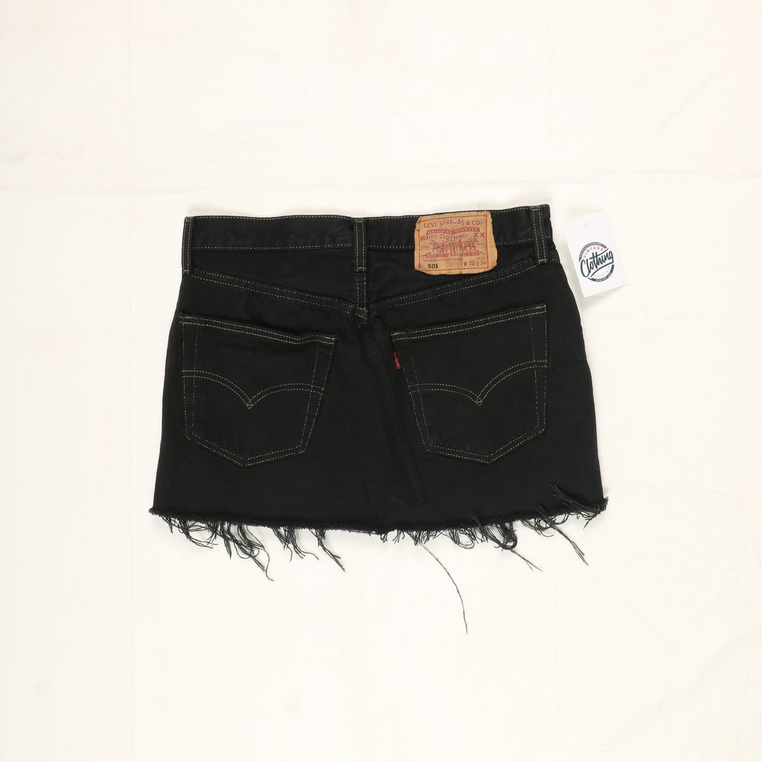Levi's 501 Minigonna di Jeans Nero Taglia W32 Vintage Donna