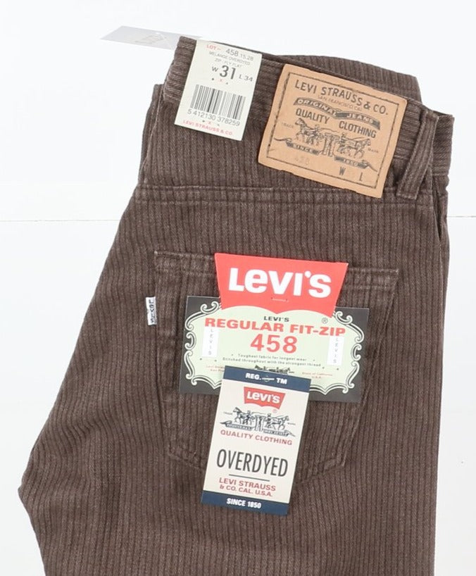 Levi's 458 Melange Overdyed Jeans W31 L34 Marrone Uomo Vita Alta w/Tags