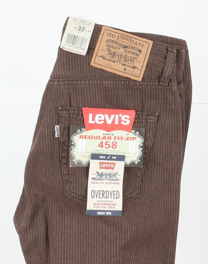Levi's 458 Melange Overdyed Jeans W32 L34 Marrone Uomo Vita Alta w/Tags