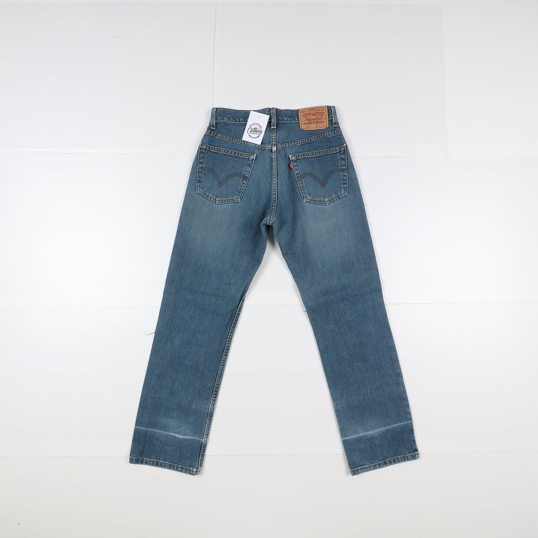 Levi's 505 Relaxed Fit Custom W29 L30 Denim Strappato Unisex Vita Alta