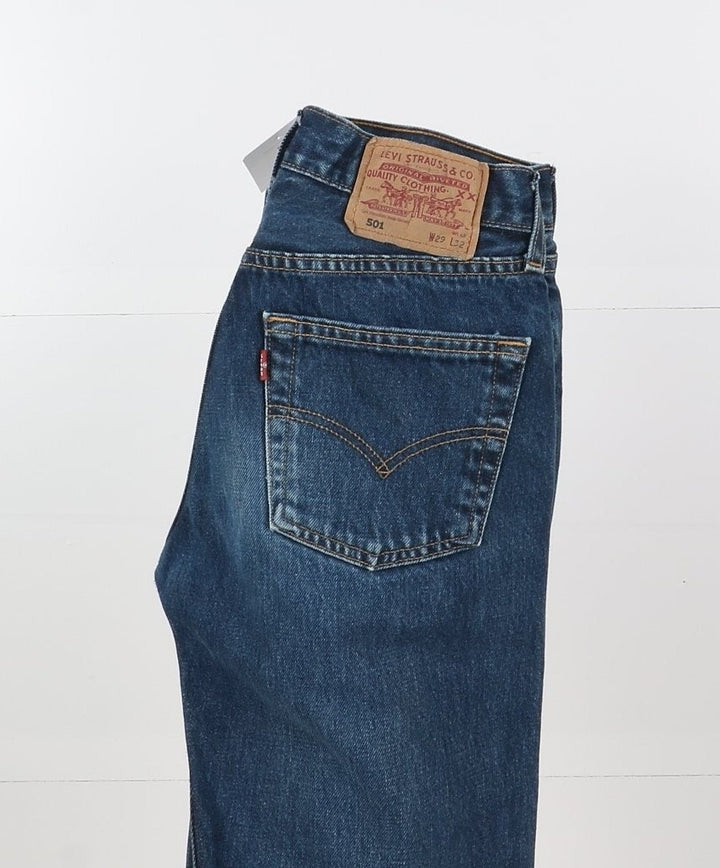 Levi's 501 Custom W29 L32 Denim Strappato Unisex Vita Alta