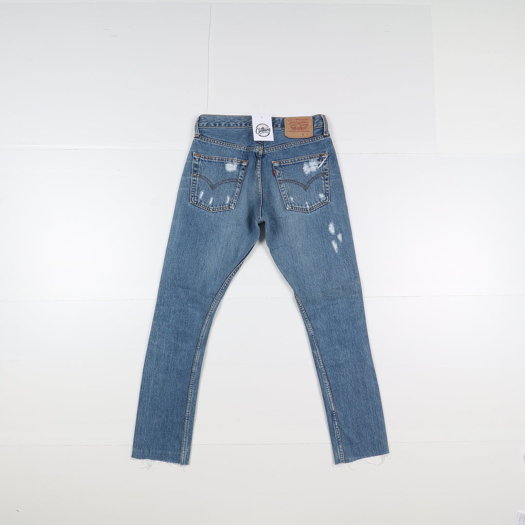 Levi's 513 Custom W30 L32 Denim Strappato Donna Vita Alta