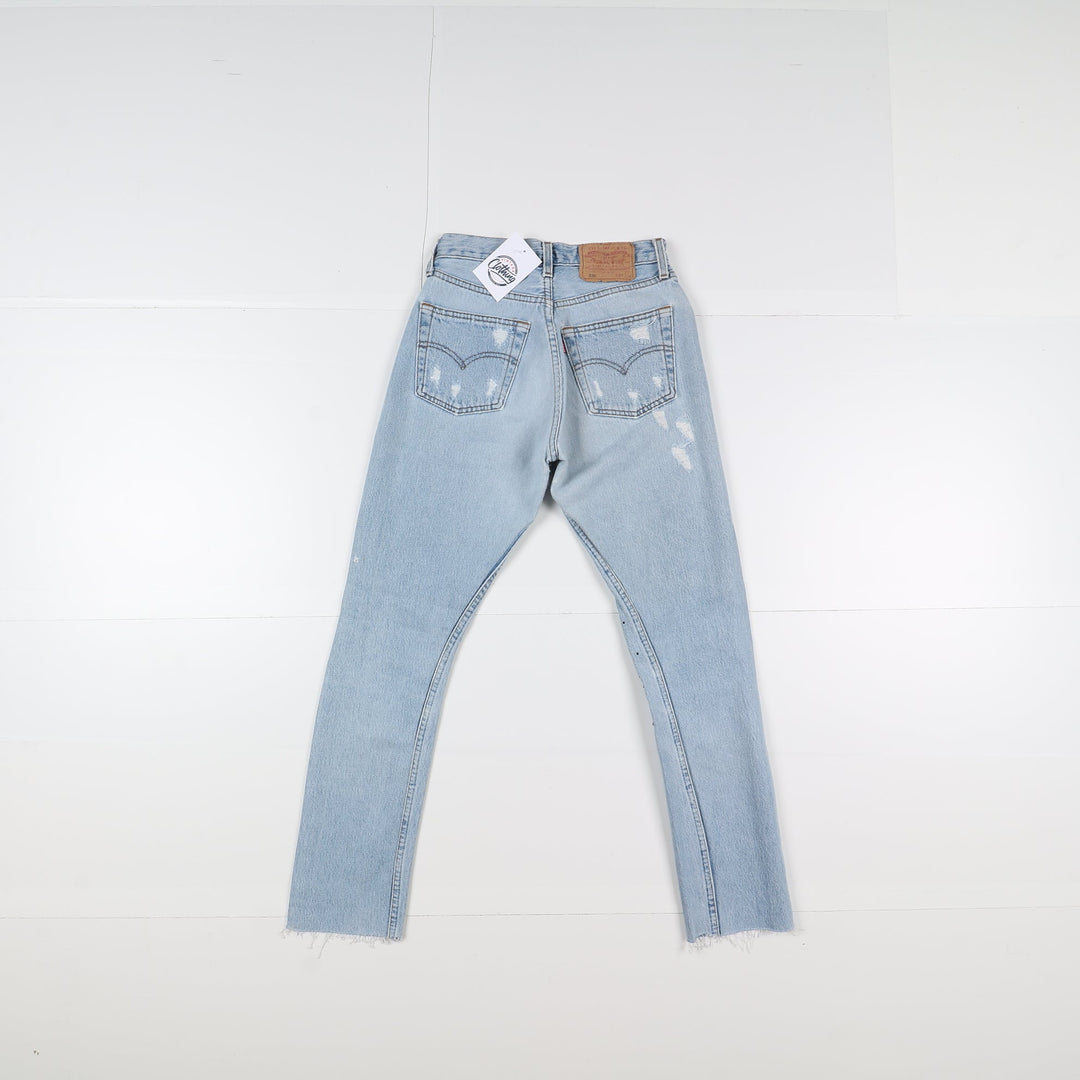 Levi's 501 Custom W27 Denim Strappato Donna Vita Alta