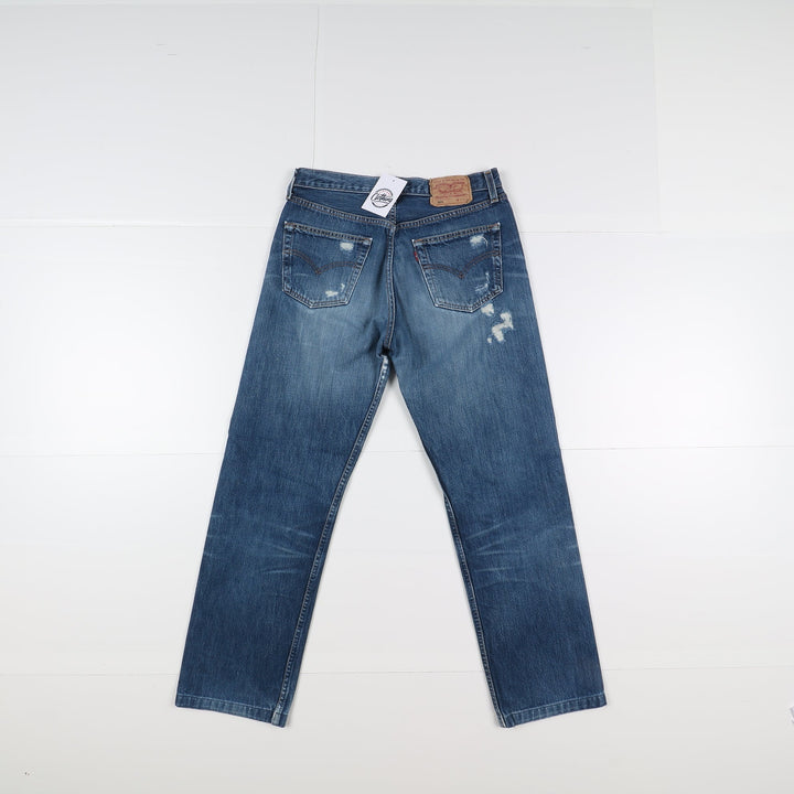 Levi's 501 Custom W33 Denim Strappato Unisex Vita Alta