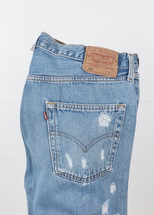 Levi's 501 Custom W38 Denim Strappato Uomo Vita Alta