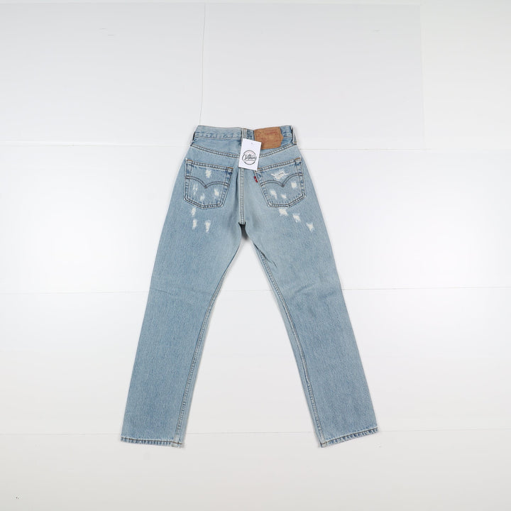 Levi's 501 Custom W25 L28 Denim Strappato Donna Vita Alta